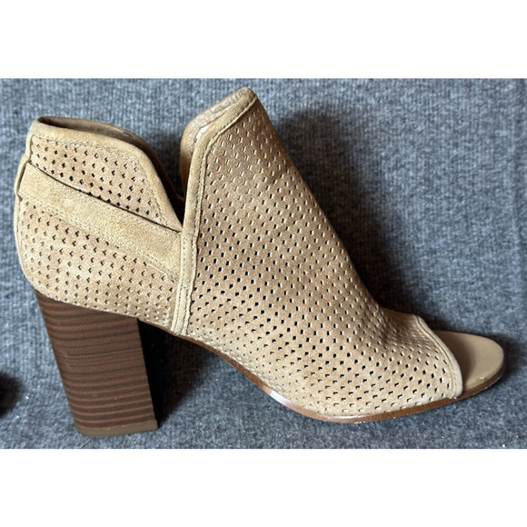 Circus by Sam Edelman Shoes Womens 9.5 Tan Heeled Ankle Booties Peep Toes Boho - Picture 6 of 11